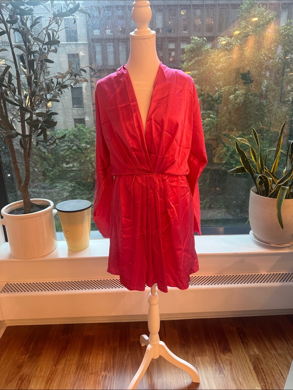 Sablyn Celia Pleated Dress Silk Pink NWT, size M